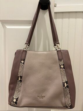 kate spade Mauve Shoulder Bag with Snake-Print Trim